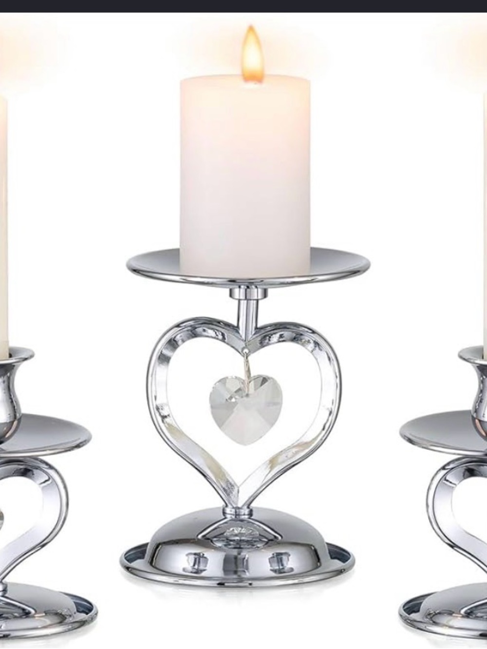 Sziqiqi Silver Candle Holders for Unity Wedding Ceremony Table Centerpiece Heart